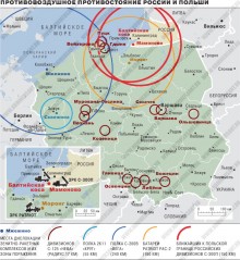 Luftförsvarsmissiler i Polen och Kaliningrad. Karta: Kommersant