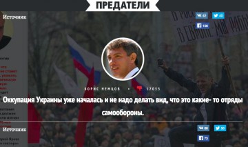 Boris Nemtsov på en lista över "förrädare".