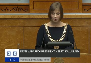 Kersti Kaljulaid håller sitt första tal som president i estniska parlamentet.