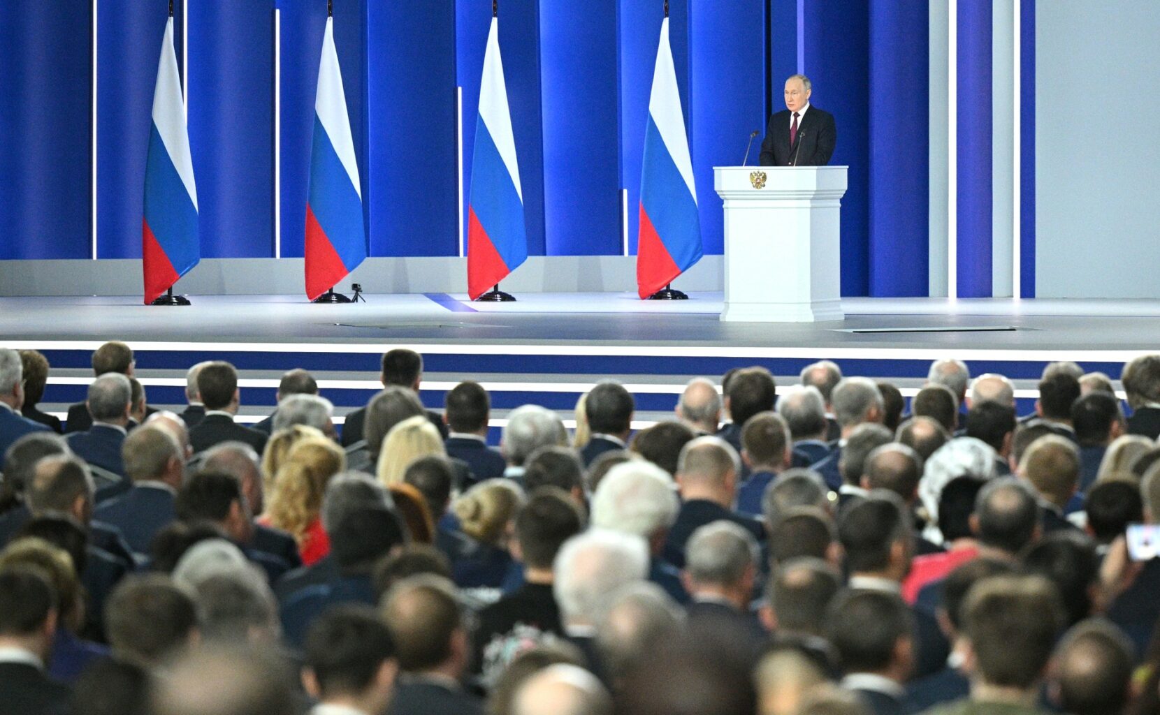 Putin talar till parlamentets båda kammare. Foto: Kremlin.ru